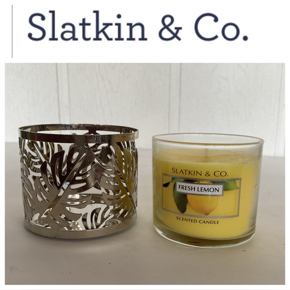Slatkin & Co Other - Bath & Body Works Slatkin and Company Fresh Lemon Candle and holder NWT